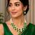 Green color necklace set with earrings, moti & agate stone, gold plated