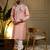 Peach sequence floral viscose silk kurta pyjama set for men | designer kurta for men