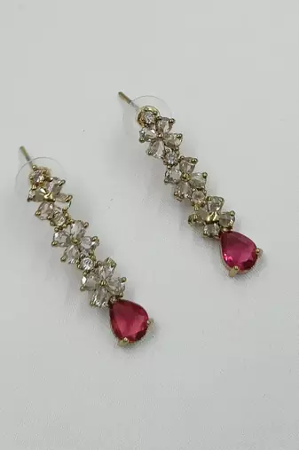 Ruby ad stone & agate stone necklace set with earrings, antique gold plated