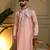 Peach sequence floral viscose silk kurta pyjama set for men | designer kurta for men