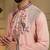 Peach sequence floral viscose silk kurta pyjama set for men | designer kurta for men