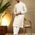 White sequence floral silk kurta pyjama set for men | designer kurta for men