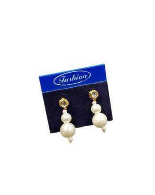 White color necklace set with earrings, moti & agate stone, gold plated 3