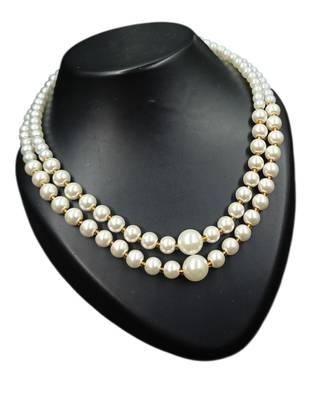 White color necklace set with earrings, moti & agate stone, gold plated 4