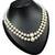 White color necklace set with earrings, moti & agate stone, gold plated