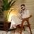 Cream sequence floral viscose silk kurta pyjama set for men | designer kurta for men