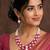 Rani color necklace set with earrings, moti & agate stone, gold plated
