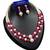 Rani color necklace set with earrings, moti & agate stone, gold plated
