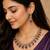 Purple ad stone & agate stone necklace set with earrings, antique gold plated