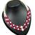 Rani color necklace set with earrings, moti & agate stone, gold plated