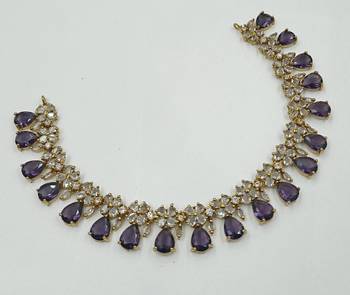 Purple ad stone & agate stone necklace set with earrings, antique gold plated 3