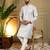Grey geometric jacquard silk kurta pyjama set for men | designer kurta for men