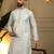 Green geometric jacquard silk kurta pyjama set for men | designer kurta for men