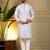 Blue geometric jacquard silk kurta pyjama set for men | designer kurta for men