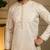 Yellow geometric jacquard silk kurta pyjama set for men | designer kurta for men