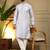 Blue geometric jacquard silk kurta pyjama set for men | designer kurta for men