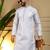 Blue geometric jacquard silk kurta pyjama set for men | designer kurta for men