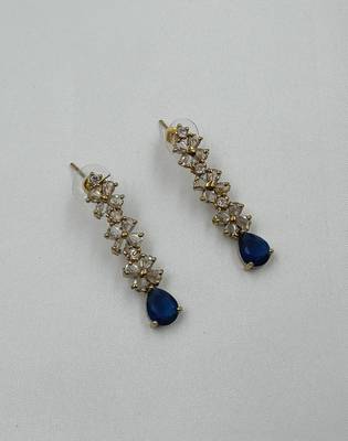 Blue ad stone & agate stone necklace set with earrings, antique gold plated 4
