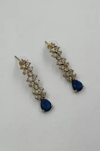 Blue ad stone & agate stone necklace set with earrings, antique gold plated