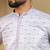 Blue geometric jacquard silk kurta pyjama set for men | designer kurta for men