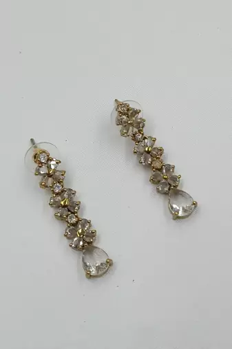 White ad stone & agate stone necklace set with earrings, antique gold plated