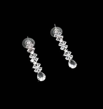 White ad & agate stone designer necklace set with earrings     rhodium plated 3