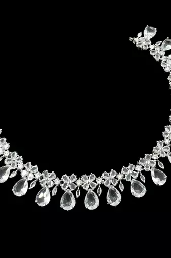 White ad & agate stone designer necklace set with earrings – rhodium plated