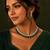 Green ad & agate stone designer necklace set with earrings – rhodium plated