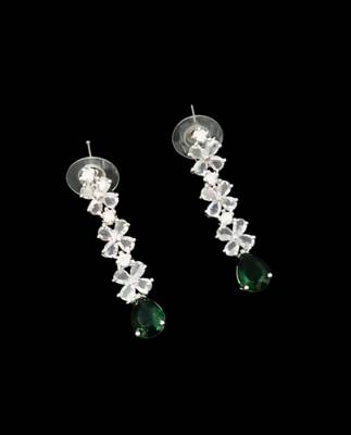 Green ad & agate stone designer necklace set with earrings     rhodium plated 3