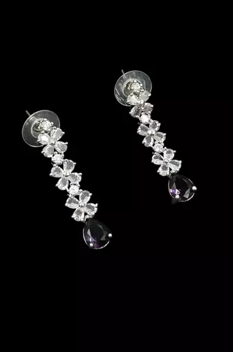Purple & green ad & agate stone designer necklace set with earrings – rhodium plated