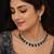 Blue & green ad & agate stone designer necklace set with earrings – rhodium plated