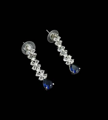 Blue & green ad & agate stone designer necklace set with earrings     rhodium plated 3