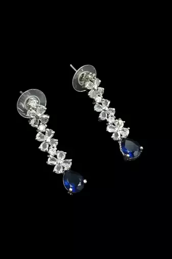 Blue & green ad & agate stone designer necklace set with earrings – rhodium plated