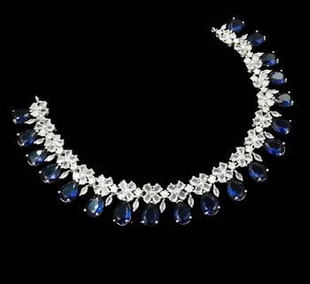 Blue & green ad & agate stone designer necklace set with earrings     rhodium plated 4