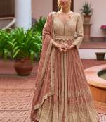 peach colour Heavy Chinon Embroidered Lehenga Choli with Dupatta
