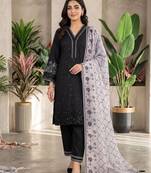 Grey colour roman fabric embroidered kurti palazzo set with organza dupatta