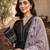 Grey colour roman fabric embroidered kurti palazzo set with organza dupatta