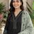 Green colour roman fabric embroidered kurti palazzo set with organza dupatta