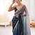 Navy blue colour fendy satin shaded saree with lace border & unstitched blouse
