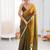 Gold colour fendy satin shaded saree with lace border & unstitched blouse
