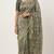 Olive colour digital deer print cotton erode weaving saree with unstitched blouse