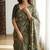 Olive colour digital deer print cotton erode weaving saree with unstitched blouse