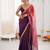 Plum colour fendy satin shaded saree with lace border & unstitched blouse