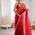 Red colour fendy satin shaded saree with lace border & unstitched blouse