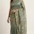 Sage green colour digital deer print cotton erode weaving saree with unstitched blouse