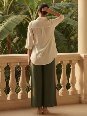 Stylish Women Cotton Embroidered Short Kurti Top with pant cored set  2