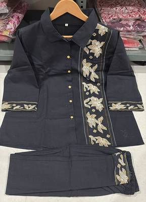 Women's Black Embroidered Shirt Palazzo Co-Ord Set | Premium Casual & Office Wear 4