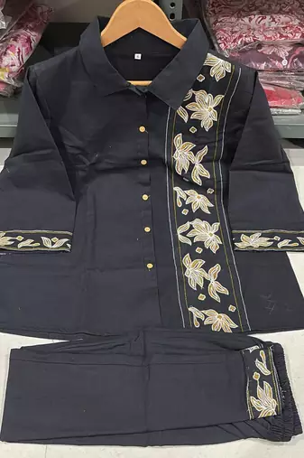 Women's Black Embroidered Shirt Palazzo Co-Ord Set | Premium Casual & Office Wear