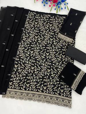 Black color embroidered georgette salwar suit with dupatta 2