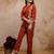 Women's Rust Embroidered Shirt Palazzo Co-Ord Set | Premium Casual & Office Wear
